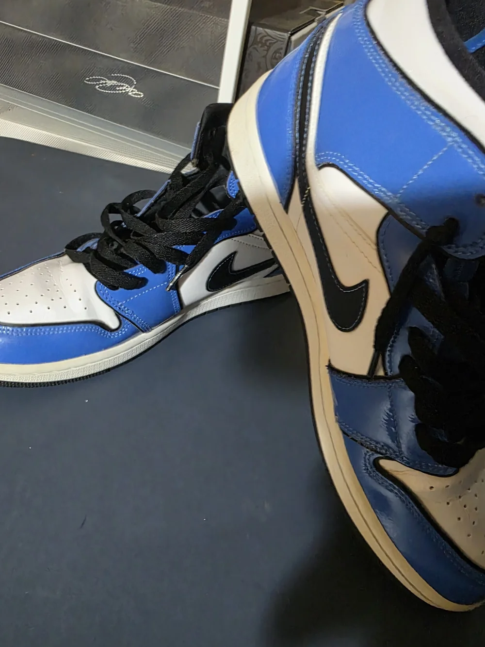 Jordan Men's High-Top Sneakers in Blue, White and Black
